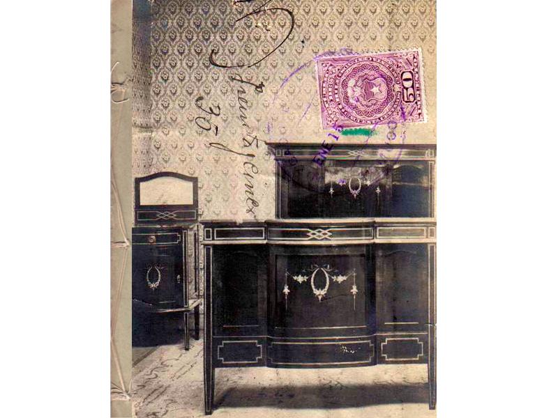 Fotografía de muebles elaborados en la fábrica &amp;quot;Los Castaños&amp;quot;, Temuco 1929.